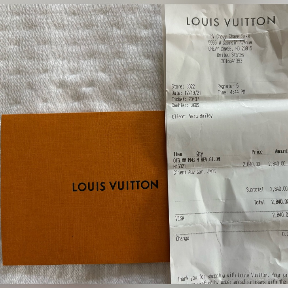 Louis Vuitton On The Go MM Canvas Tote with Red Interior - Picture 12 of 12